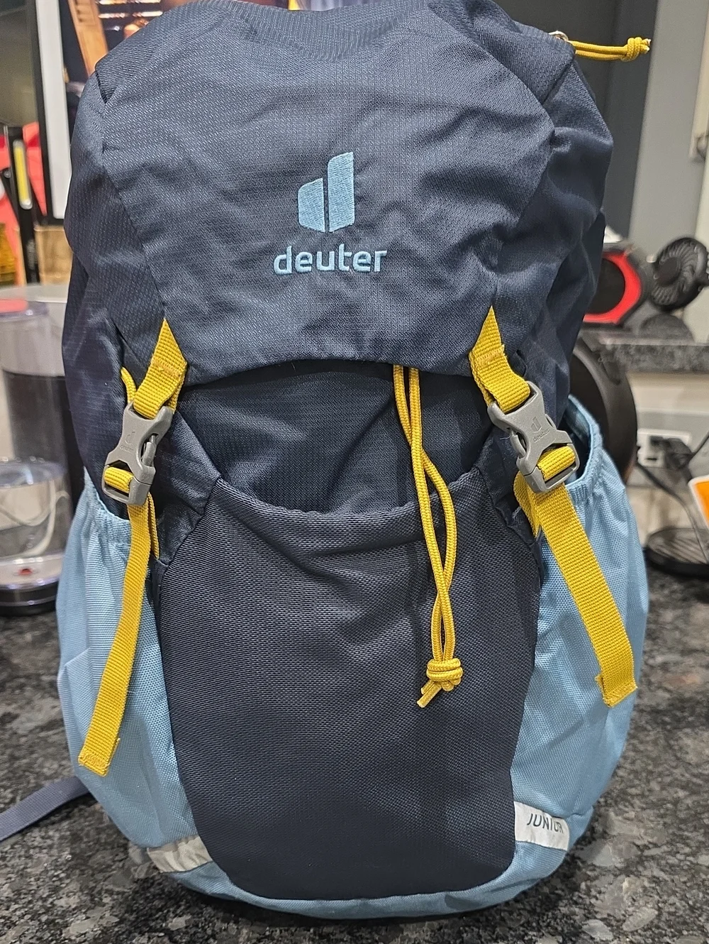 Deuter Junior Navy & Light Blue Backpack with Yellow Accents